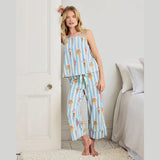 Chelsea Peers Organic Cotton Swimming Society Stripe Cami Long Pyjama Set