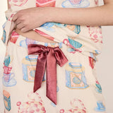 Chelsea Peers Organic Cotton Tea Party Print Long Pyjama Set In Cream
