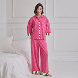 Chelsea Peers Organic Cotton Watermelon Print Long Pyjama Set In Pink