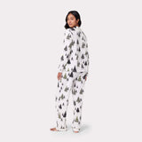 Chelsea Peers Organic Cotton White & Black Christmas Tree Print Long Pyjama Set