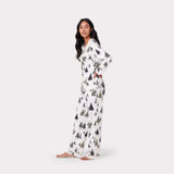 Chelsea Peers Organic Cotton White & Black Christmas Tree Print Long Pyjama Set