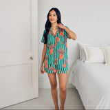 Chelsea Peers Pineapple Stripe Print Short Pyjama Set In Green
