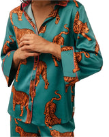 Chelsea Peers Satin Tiger Print Long Pyjama Set
