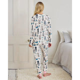 Chelsea Peers Tennis Dogs Print Long Pyjama Set In Cream
