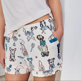 Chelsea Peers Tennis Dogs Print Short Pyjama Set In Cream