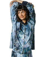 Chelsea Peers Tie Dye Gold Foil Moons & Stars Long Pyjama Set