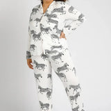 Chelsea Peers White Zebra Print Long Pyjama Set