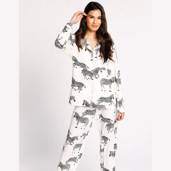Chelsea Peers White Zebra Print Long Pyjama Set