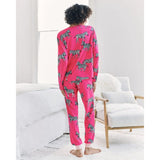 Chelsea Peers Zebra Print Long Pyjama Set In Hot Pink