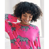 Chelsea Peers Zebra Print Long Pyjama Set In Hot Pink