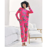Chelsea Peers Zebra Print Long Pyjama Set In Hot Pink