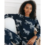 Chelsea Peers Zebra Print Long Pyjama Set In Navy
