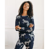 Chelsea Peers Zebra Print Long Pyjama Set In Navy