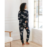 Chelsea Peers Zebra Print Long Pyjama Set In Navy