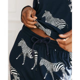 Chelsea Peers Zebra Print Long Pyjama Set In Navy