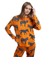 Chelsea Peers Zebra Print Long Pyjama Set in Orange