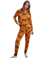 Chelsea Peers Zebra Print Long Pyjama Set in Orange