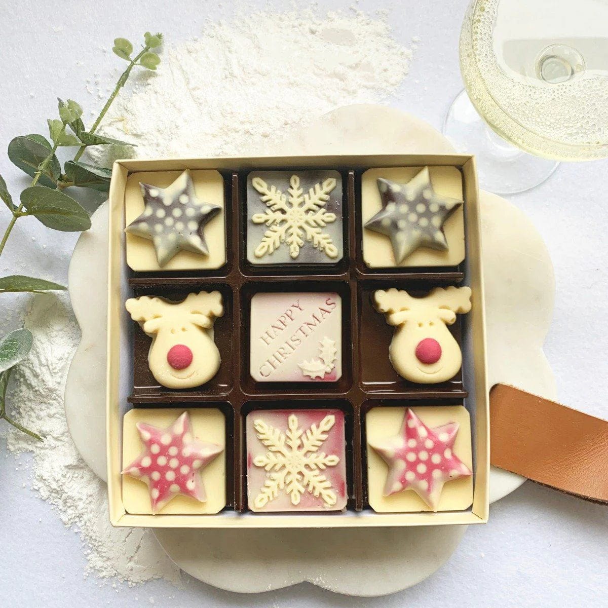 Choc On Choc Chocolate Snowflakes And Reindeer Box