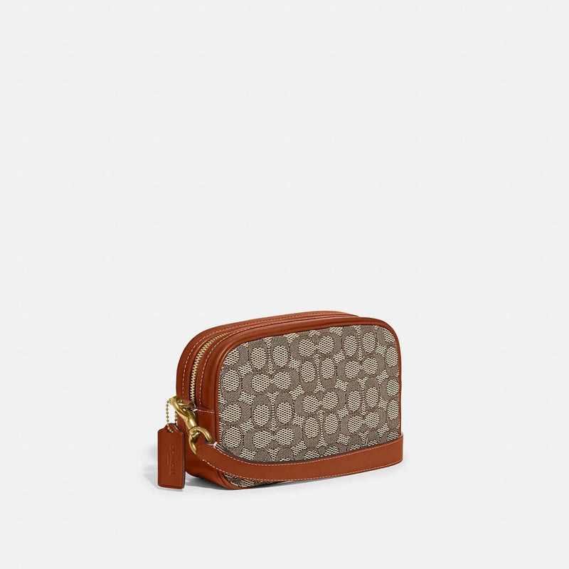 Coach Camera Bag In Signature Textile Jacquard Brass/Cocoa Burnished Amb