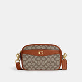 Coach Camera Bag In Signature Textile Jacquard Brass/Cocoa Burnished Amb