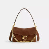 Coach Chain Suede Tabby Shoulder Bag In Warm Brown