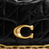 Coach Chain Tabby Shoulder Bag With Quilting In Brass/Black Glazed