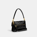 Coach Chain Tabby Shoulder Bag With Quilting In Brass/Black Glazed