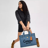 Coach Denim Cargo Tote Bag in Brass/Indigo