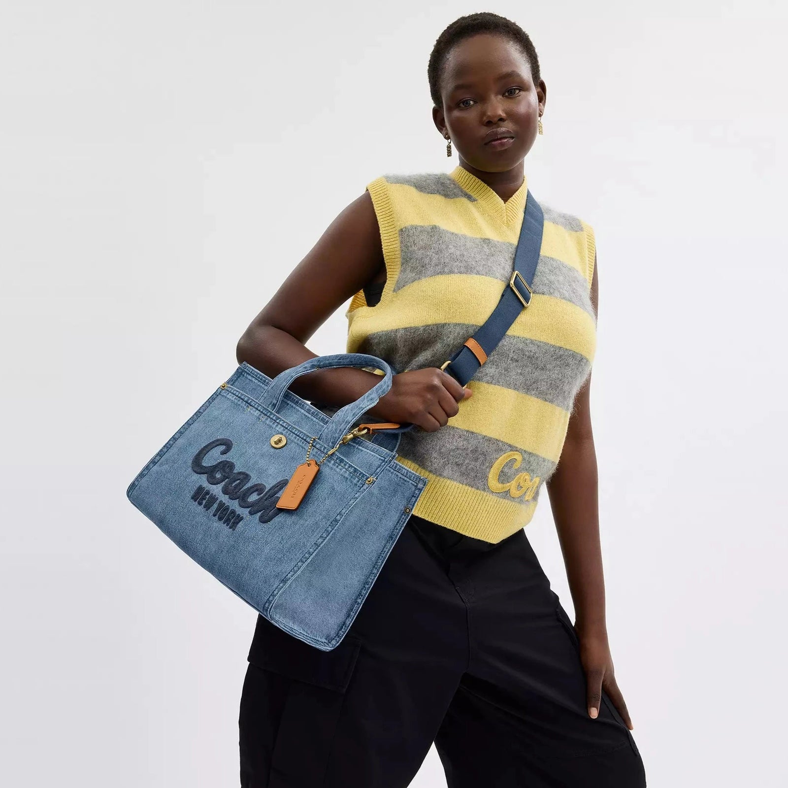 Coach denim field tote hotsell