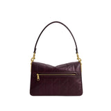 Coach Glazed Leather Quilted Tabby Shoulder Bag In Black Currant