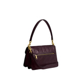 Coach Glazed Leather Quilted Tabby Shoulder Bag In Black Currant