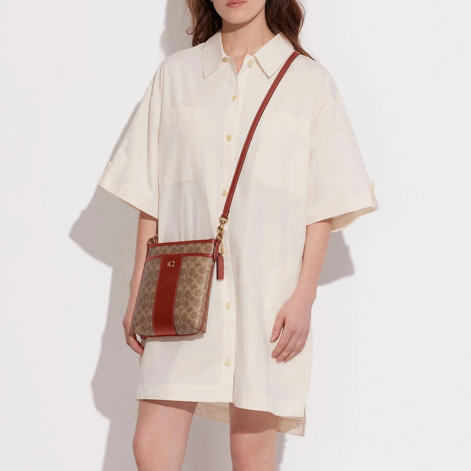 Colorblock coated canvas signature messenger crossbody hotsell