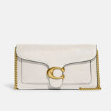 Coach Pebble Tabby Chain Clutch Chalk