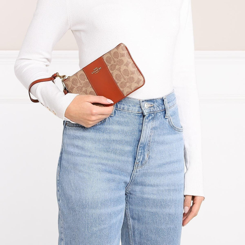 Coach Rod Rust Coach Signature Small Wristlet Tan Rust