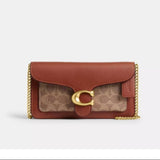 Coach Tabby Chain Clutch In Signature Canvas In B4/Tan Caramel