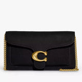 Coach Tabby Chain Leather Clutch Bag Black