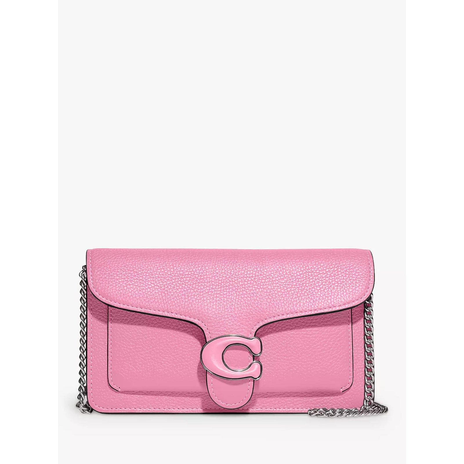 Coach Tabby Chain Leather Clutch Bag in Vivid Pink