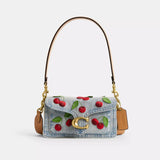 Coach Tabby Shoulder Bag 20 With Cherry Embroidery in Brass/Denim