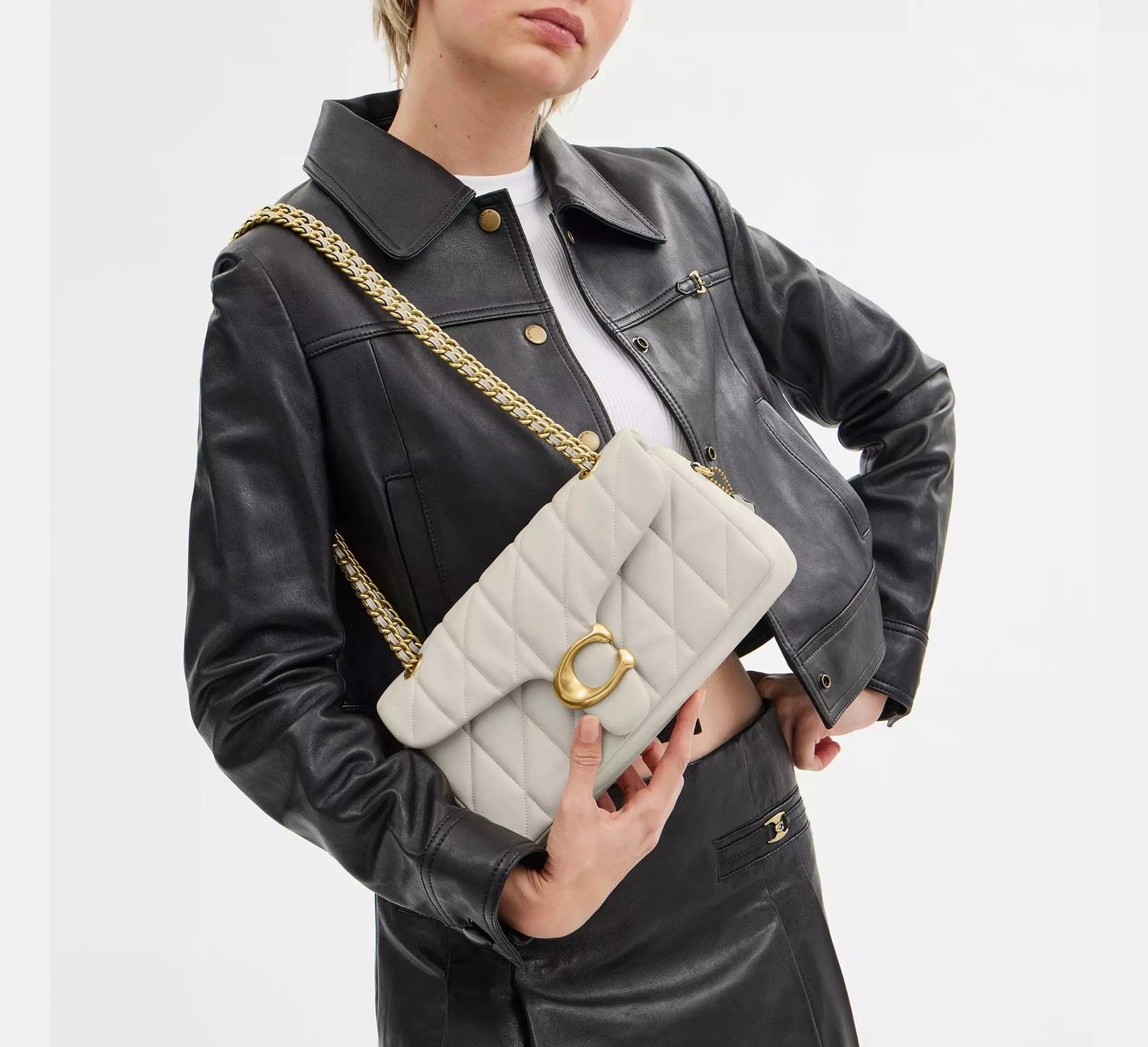 Coach Tabby Shoulder Bag 26 With Pillow Quilting in Brass/Chalk