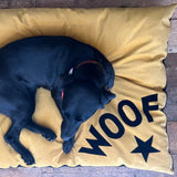 Creature Clothes Woof Velvet Large Dog Bed In Mustard