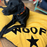 Creature Clothes Woof Velvet Medium Dog Bed In Mustard
