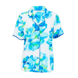 Cyberjammies Ashley Floral Printed Jersey Pyjama Top In Blue