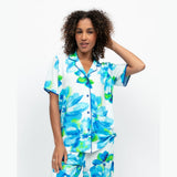 Cyberjammies Ashley Floral Printed Jersey Pyjama Top In Blue