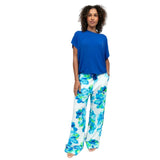 Cyberjammies Ashley Floral Printed Jersey Wide Leg Pyjama Bottoms In Blue