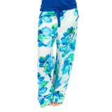 Cyberjammies Ashley Floral Printed Jersey Wide Leg Pyjama Bottoms In Blue