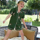 Cyberjammies Charlie Girls Tennis Print Shorty Set In Green
