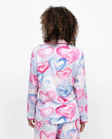 Cyberjammies Chloe Heart Printed Jersey Pyjama Top In Pink