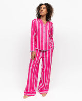 Cyberjammies Chloe Printed Stripe Wide Leg Pyjama Bottoms In Pink