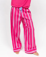 Cyberjammies Chloe Printed Stripe Wide Leg Pyjama Bottoms In Pink