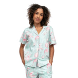 Cyberjammies Francesca Flamingo Print Pyjama Top In Mint